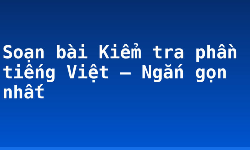 Soạn bài Kiểm tra phần tiếng Việt – Ngắn gọn nhất