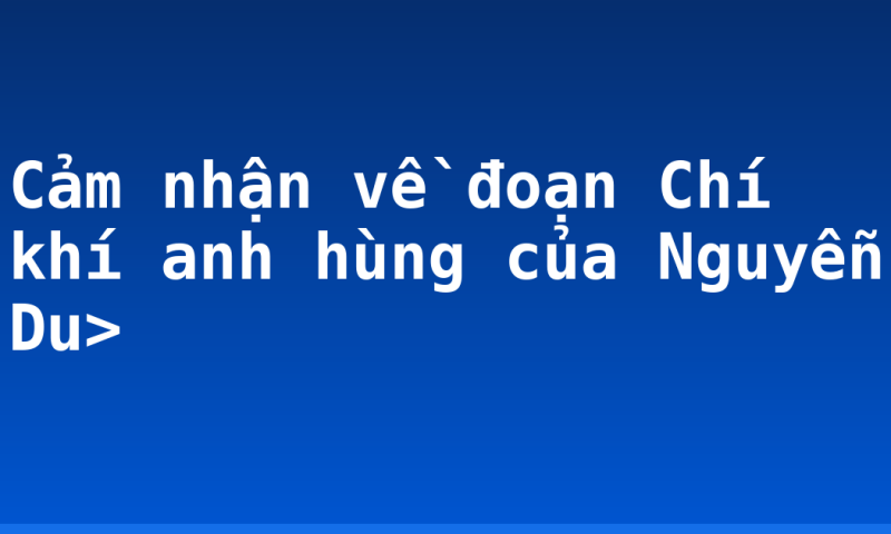 Cảm nhận về đoạn Chí khí anh hùng của Nguyễn Du>