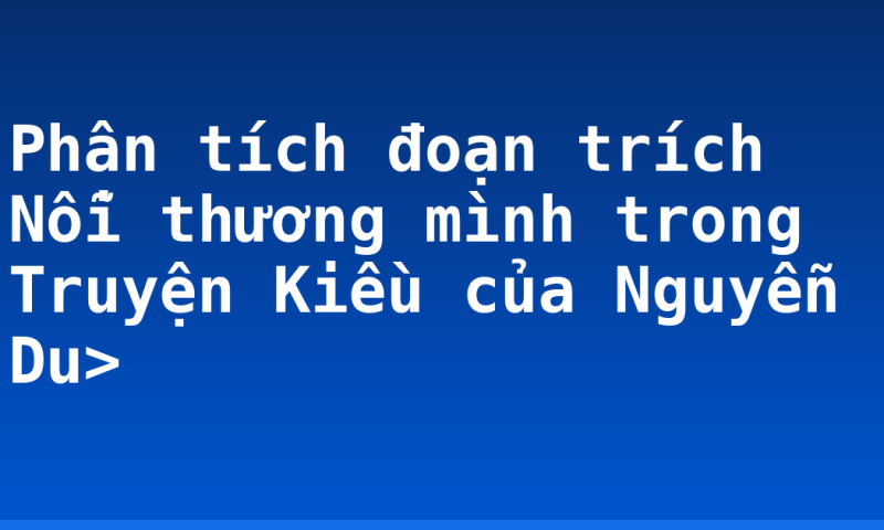 Phân tích đoạn trích Nỗi thương mình trong Truyện Kiều của Nguyễn Du>