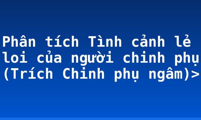 Phân tích Tình cảnh lẻ loi của người chinh phụ (Trích Chinh phụ ngâm)>