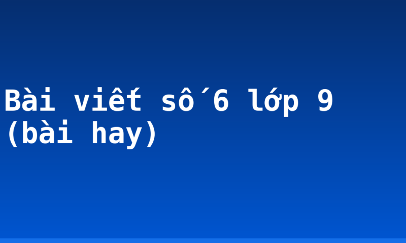 Bài viết số 6 lớp 9 (bài hay)