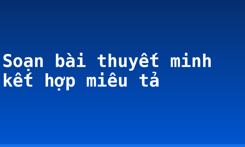 Soạn bài thuyết minh kết hợp miêu tả