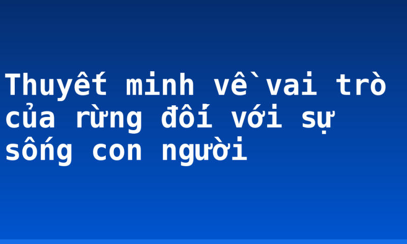 Thuyết minh về vai trò của rừng đối với sự sống con người