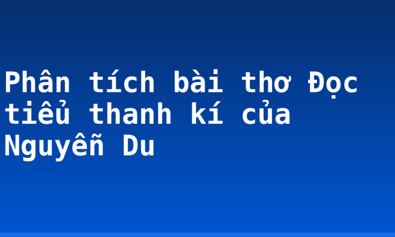 Phân tích bài thơ Đọc tiểu thanh kí của Nguyễn Du