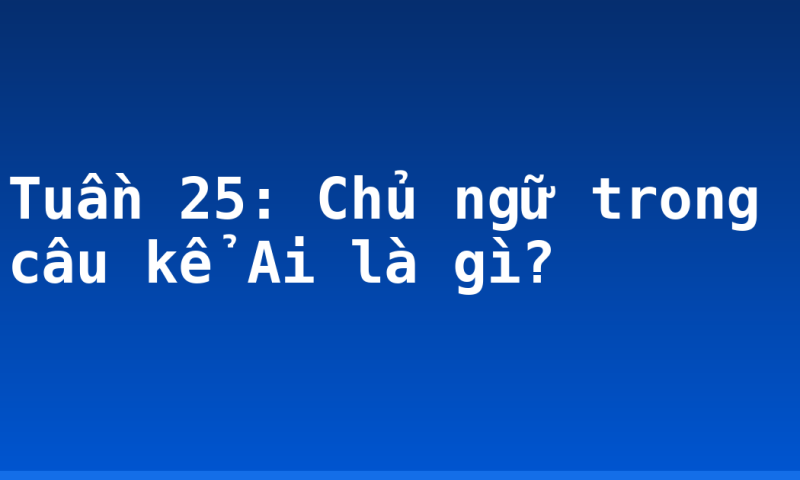 Tuần 25: Chủ ngữ trong câu kể Ai là gì?