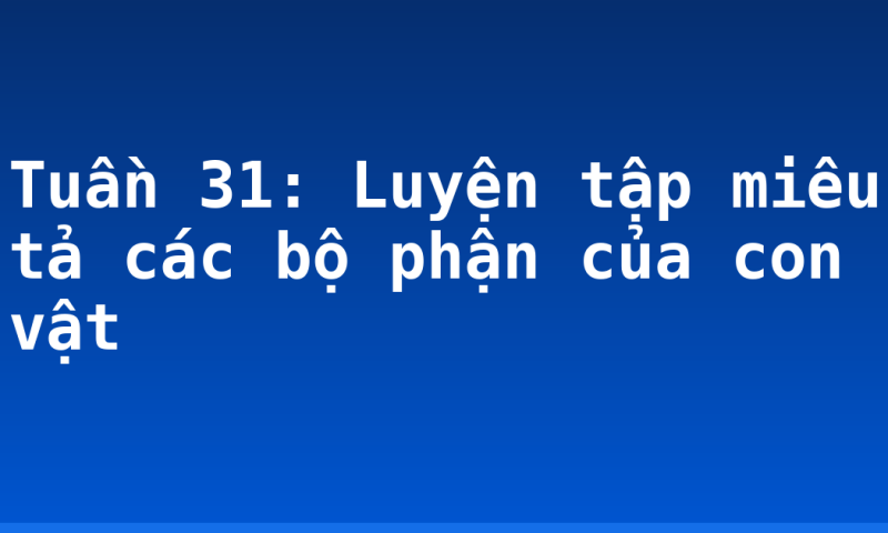 Tuần 31: Luyện tập miêu tả các bộ phận của con vật