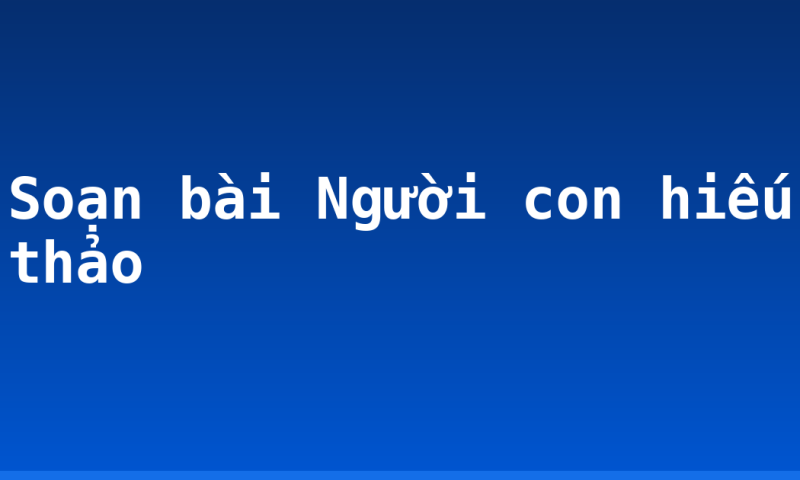 Soạn bài Người con hiếu thảo