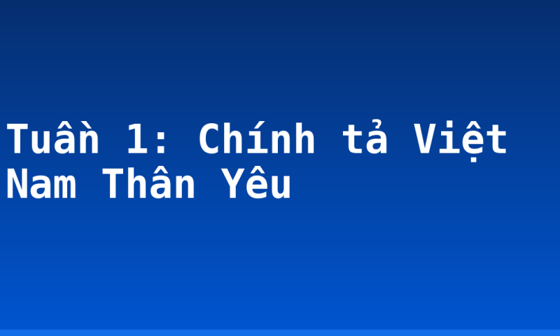 Tuần 1: Chính tả Việt Nam Thân Yêu