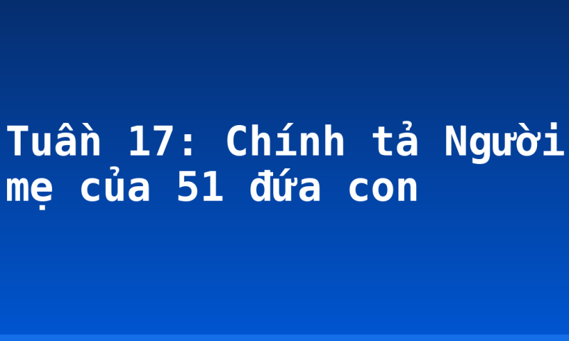 Tuần 17: Chính tả Người mẹ của 51 đứa con