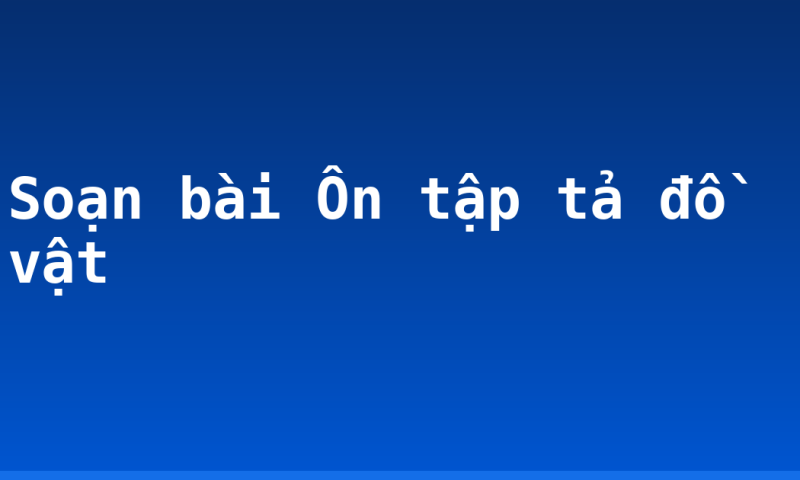 Soạn bài Ôn tập tả đồ vật