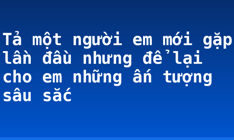 Tả một người em mới gặp lần đầu nhưng để lại cho em những ấn tượng sâu sắc