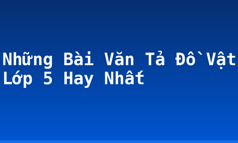 Những Bài Văn Tả Đồ Vật Lớp 5 Hay Nhất