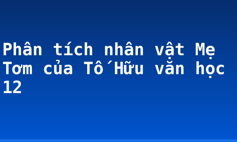 Phân tích nhân vật Mẹ Tơm của Tố Hữu văn học 12