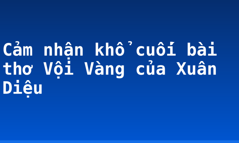 Cảm nhận khổ cuối bài thơ Vội Vàng của Xuân Diệu