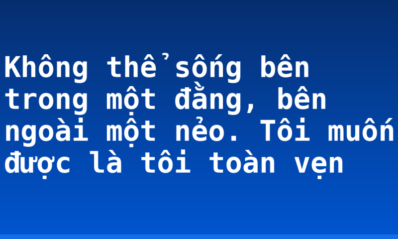 Không thể sống bên trong một đằng, bên ngoài một nẻo. Tôi muốn được là tôi toàn vẹn