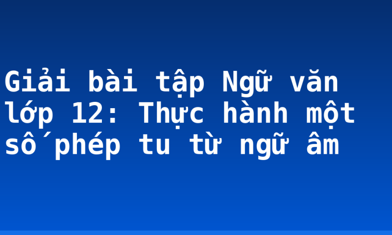 Giải bài tập Ngữ văn lớp 12: Thực hành một số phép tu từ ngữ âm