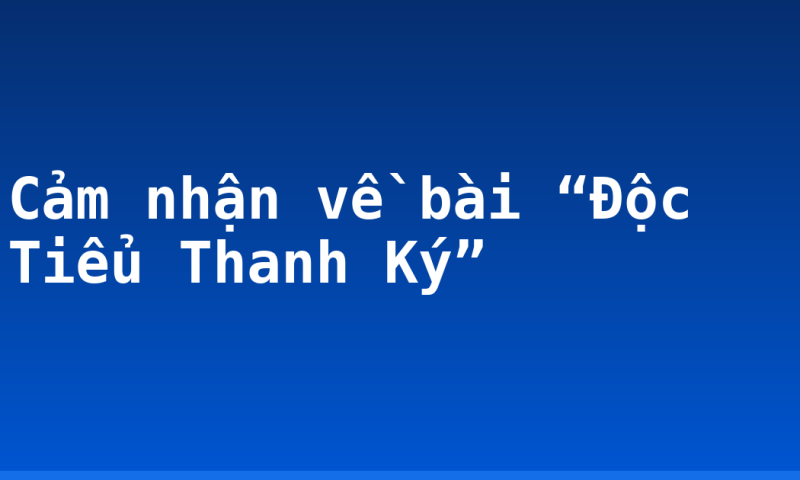 Cảm nhận về bài “Độc Tiểu Thanh Ký”