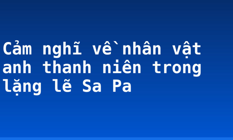 Cảm nghĩ về nhân vật anh thanh niên trong lặng lẽ Sa Pa