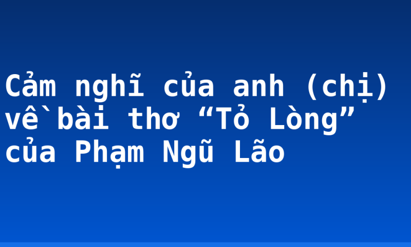 Cảm nghĩ của anh (chị) về bài thơ “Tỏ Lòng” của Phạm Ngũ Lão