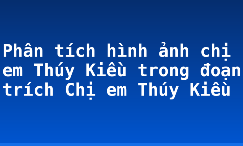 Phân tích hình ảnh chị em Thúy Kiều trong đoạn trích Chị em Thúy Kiều