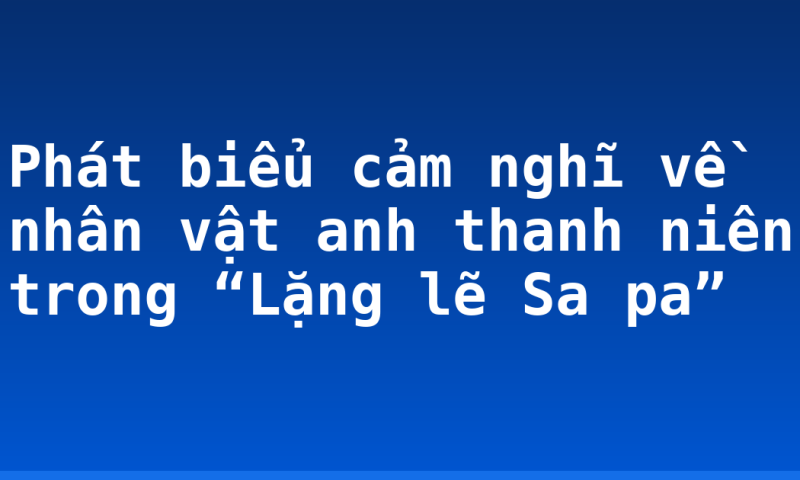 Phát biểu cảm nghĩ về nhân vật anh thanh niên trong “Lặng lẽ Sa pa”