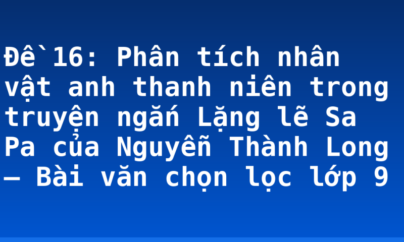 Đề 16: Phân tích nhân vật anh thanh niên trong truyện ngắn Lặng lẽ Sa Pa của Nguyễn Thành Long – Bài văn chọn lọc lớp 9