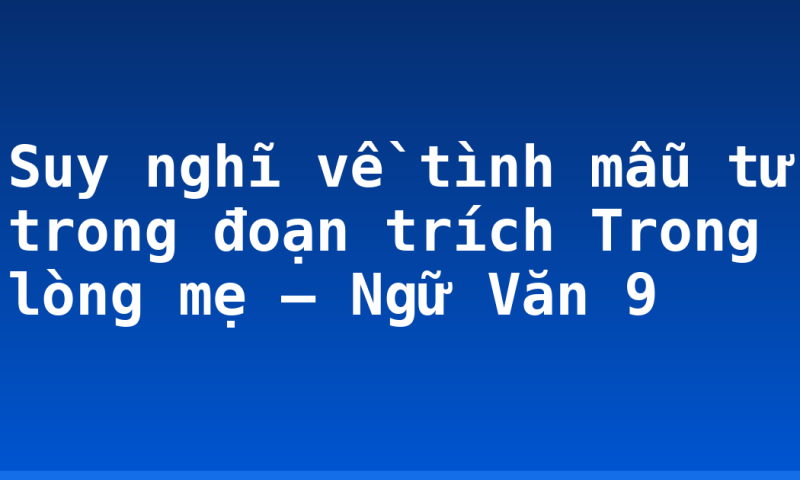 Suy nghĩ về tình mẫu tử trong đoạn trích Trong lòng mẹ – Ngữ Văn 9