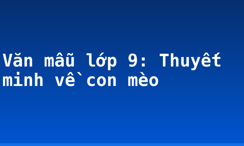 Văn mẫu lớp 9: Thuyết minh về con mèo