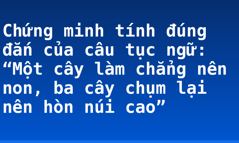 Chứng minh tính đúng đắn của câu tục ngữ: “Một cây làm chẳng nên non, ba cây chụm lại nên hòn núi cao”