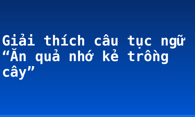 Giải thích câu tục ngữ “Ăn quả nhớ kẻ trồng cây”