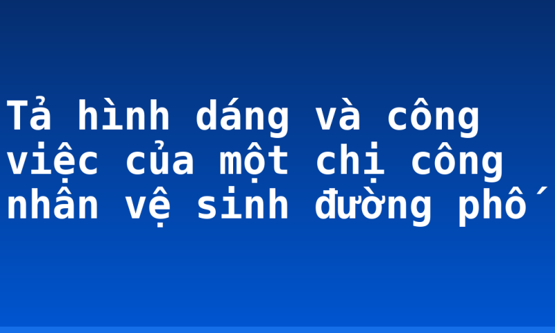 Tả hình dáng và công việc của một chị công nhân vệ sinh đường phố