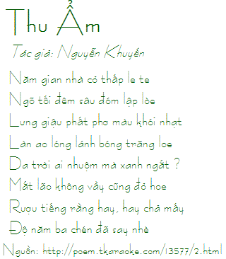 van mau phan tich bai tho thu am cua nguyen khuyen Phân tích bài thơ “Thu ẩm” của Nguyễn Khuyến